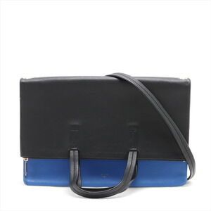 Celine Trio Leather Handbag Black Blue